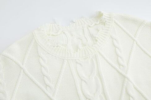 GABERLY Oversized Distressed Cable Knit Sweater Pullover with Frayed Edges Vintage Style Fall Winter Knitwear for Women in Saudi Arabia