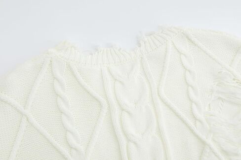 GABERLY Oversized Distressed Cable Knit Sweater Pullover with Frayed Edges Vintage Style Fall Winter Knitwear for Women in Saudi Arabia