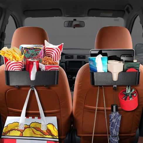 Benlari Car Headrest Backseat Organizer with 3.7" Cup Holder - 3 in 1 Seat Back Organizer Headrest Hooks, Multifunctional Storage for Car Backseat Travel Accessories (2pcs) in Kuwait