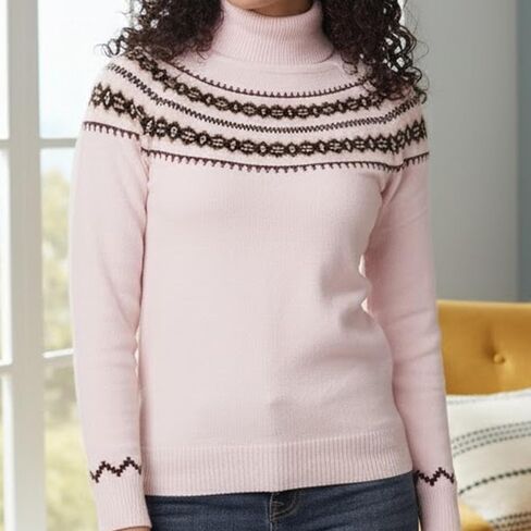 سترة الياقة المدورة النسائية | سترة مريحة من Fair Isle للنساء | سترة نسائية ذات ياقة مدورة خفيفة الوزن وناعمة in Kuwait