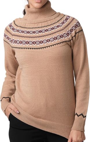 سترة الياقة المدورة النسائية | سترة مريحة من Fair Isle للنساء | سترة نسائية ذات ياقة مدورة خفيفة الوزن وناعمة in Kuwait