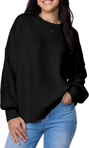 Womens Oversized Sweater 2025 Trendy Pullover Crew Neck Long Sleeve Knit Top Fit Cozy Fall Winter Jumper Outwear in Saudi Arabia