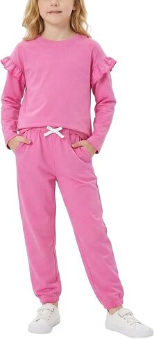 Girls Outfits 2 Piece Sweatsuit Set Sweatshirt Sweatpant Clothing Long Sleeve T Shirt Pants Sets Kids Cute Tracksuit in Kuwait