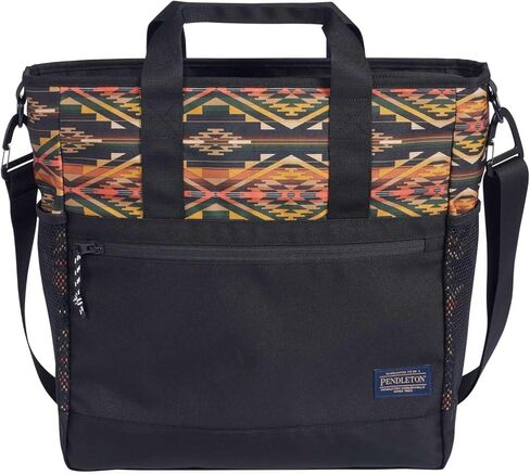Pendleton Explorer Collection Tote Bag, Black with Southwestern Pattern, Polyester, Adjustable Strap, Multiple Pockets, 14x15x5 Inches, for Travel, Daily Use in Saudi Arabia