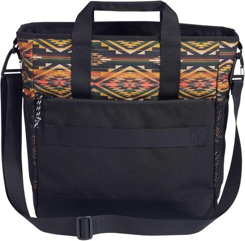 Pendleton Explorer Collection Tote Bag, Black with Southwestern Pattern, Polyester, Adjustable Strap, Multiple Pockets, 14x15x5 Inches, for Travel, Daily Use in Saudi Arabia