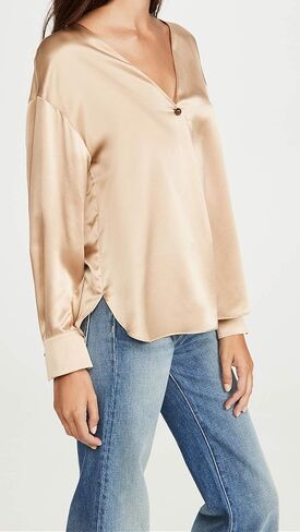 Vince Women's V-Neck Ball Button Blouse in Saudi Arabia