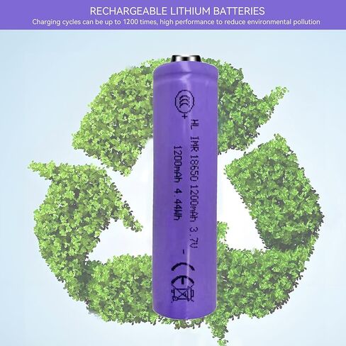 2Pack 18650 3.7V 1200mAh ICR 4.44wh Lithium li-ion Rechargeable Battery for LED Flashlight, Headlamps, Doorbells, RC Cars (Button Top,67mm*18mm) in Saudi Arabia