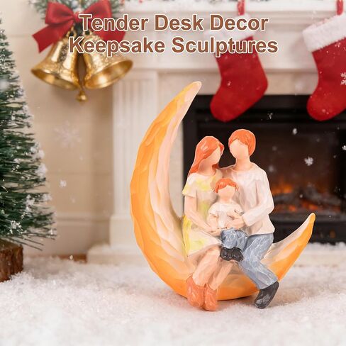 Family Ornament Statues Gifts for New Parents Family of 3 Christmas Ornament New Mom and Dad Gifts Baby First Figurines Heartfelt Keepsake Resin Decoration Sculptures 3.54 * 4.33in in Saudi Arabia