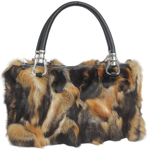 Fosrion Women's Large Genuine Fox Fur Handbag – Spacious, Luxurious Design with Nylon Lining in Saudi Arabia
