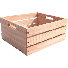 صناديق خشبية للتخزين - صندوق صنوبر متعدد الاستخدامات لديكور المنزل، وتنظيم الخزانات، وسجلات الفينيل، والهدايا، والهدايا التذكارية، أو منتجات المزرعة. قوي وسلس وأنيق، وصديق للبيئة مع سحر ريفي (1) in Kuwait