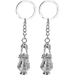 2 قطعة سلسلة مفاتيح Thurible 4.53 بوصة مبخرة مفتاح سلسلة مبخرة حلقة كاثوليكية ملحقة، فضية اللون الإيمان المسيحي هدية دينية قلادة Keyfob للسيارة، حقيبة، حلقة مفاتيح، هدايا تذكارية لتزيين الكنيسة in Kuwait