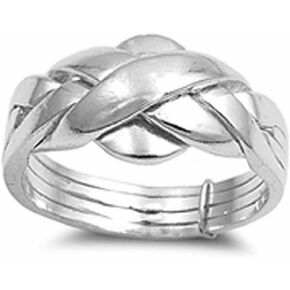 .925 Sterling Silver Puzzle Braid New Ring Polished 925 Band 11mm Sizes 5-15 in Saudi Arabia