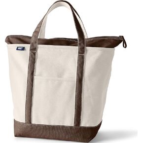 Lands' End Natural Zip Top Canvas Tote Bag Natural/brown Root Large in Kuwait