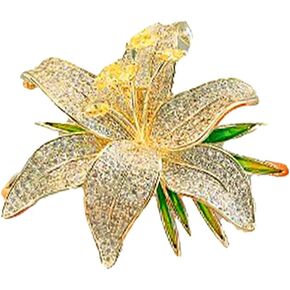 Luxury Lily Flower Brooch for Women Sparkling Full Diamond Floral Pin Vintage Bridal Wedding Dress Lapel Jewelry in Kuwait