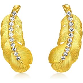 CHOW SANG SANG 999 Gold Love Decode Feather-Shaped Design Earring for Women 95956E in Saudi Arabia
