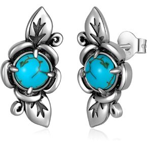 Genuine Turquoise Earrings 925 Sterling Silver Boho Flower Earrings Nature Gemstone Jewelry Real Turquoise Jewelry for Women in Kuwait