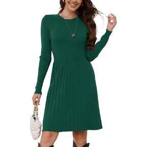 Jayscreate Women's 2024 Sweater Dress Long Sleeve Fall Winter High Waist Tunic Business Casual Mini Pleated Dress in Kuwait