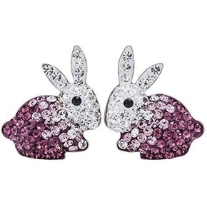 Szxc Easter Bunny Stud Earrings 925 Sterling Silver Crystal Jewelry for Women Girlfriend Wife in Saudi Arabia