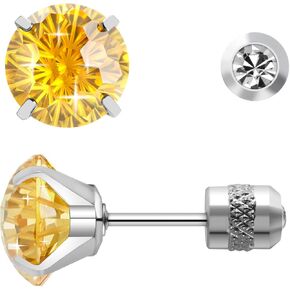 Women Fireworks Cut CZ Titanium Stud Earrings Hypoallergenic Nickel Free for Sensitive Ears Simple Elegant Design Everyday Jewelry Gift Box Titanium Cubic Zirconia in Saudi Arabia