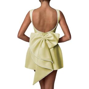 البسيطة فستان كوكتيل لؤلؤة مع القوس الحرير مساء اللباس عارية الذراعين Bodycon حزب أثواب رسمية ADN002 in Kuwait