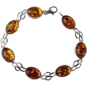 HolidayGiftShops Sterling Silver Honey Baltic Amber Bracelet Monique, Genuine Baltic Amber Bracelet for Women, Amber Jewelry for Women, Amber Bracelets for Adults, Sterling Silver Collection in Saudi Arabia