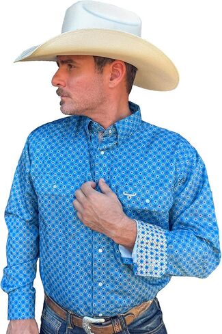 قميص Drover Cowboy Threads للرجال بأكمام طويلة، قميص بفتحة تهوية للأداء من سلسلة Signature in Kuwait