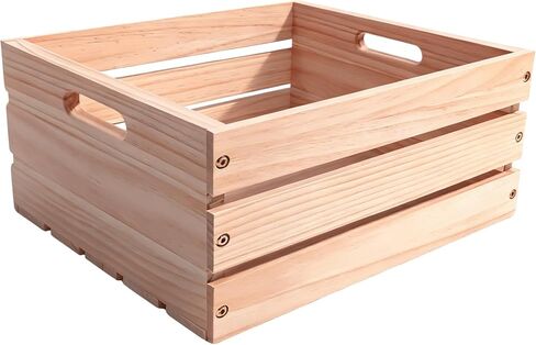 صناديق خشبية للتخزين - صندوق صنوبر متعدد الاستخدامات لديكور المنزل، وتنظيم الخزانات، وسجلات الفينيل، والهدايا، والهدايا التذكارية، أو منتجات المزرعة. قوي وسلس وأنيق، وصديق للبيئة مع سحر ريفي (1) in Kuwait