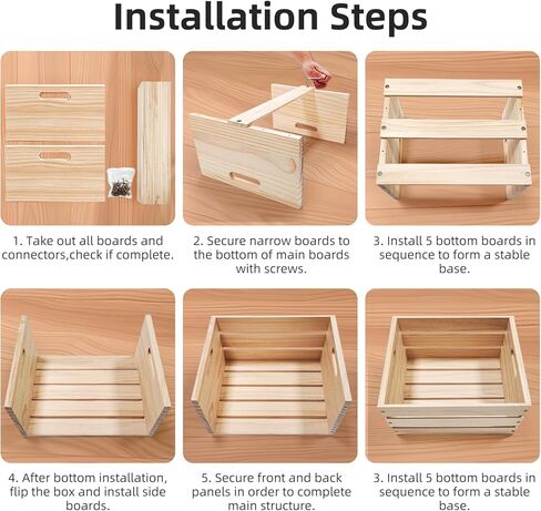 صناديق خشبية للتخزين - صندوق صنوبر متعدد الاستخدامات لديكور المنزل، وتنظيم الخزانات، وسجلات الفينيل، والهدايا، والهدايا التذكارية، أو منتجات المزرعة. قوي وسلس وأنيق، وصديق للبيئة مع سحر ريفي (1) in Kuwait