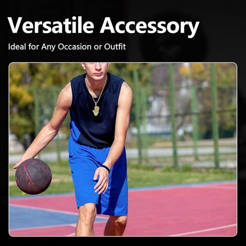 2 Pcs Basketball Chain and Sneaker Pendant Set Hip Hop Sports Necklaces Chains Cool Gold Necklace for Mens Vintage Sneaker Pendant Fade Resistant Cord Stylish Jewelry for Mens in Saudi Arabia