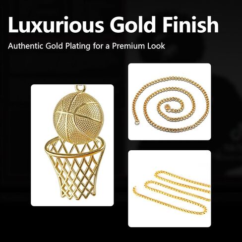 2 Pcs Basketball Chain and Sneaker Pendant Set Hip Hop Sports Necklaces Chains Cool Gold Necklace for Mens Vintage Sneaker Pendant Fade Resistant Cord Stylish Jewelry for Mens in Saudi Arabia