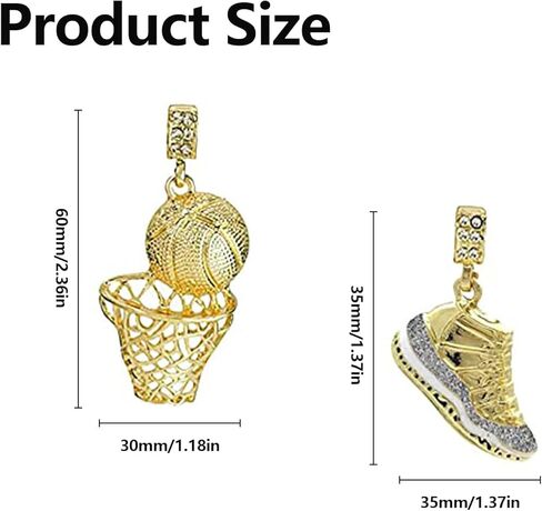 2 Pcs Basketball Chain and Sneaker Pendant Set Hip Hop Sports Necklaces Chains Cool Gold Necklace for Mens Vintage Sneaker Pendant Fade Resistant Cord Stylish Jewelry for Mens in Saudi Arabia