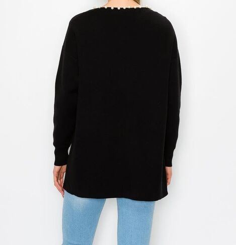 LifeShe Women's Pearls Cardigan Sweaters Long Sleeve V Neck Knit Sweater Loose Open Front Fall Winter Outwear Coats in Saudi Arabia
