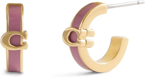COACH Jewelry Women's Signature C Enamel Huggie Earrings in Saudi Arabia