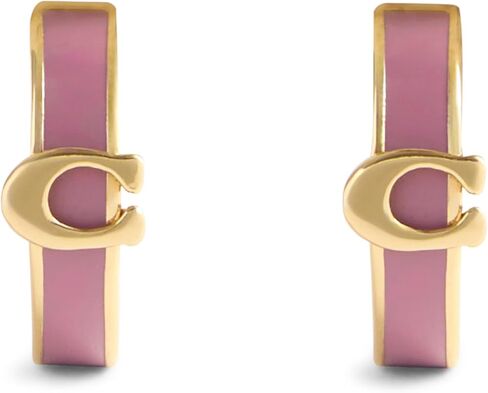 COACH Jewelry Women's Signature C Enamel Huggie Earrings in Saudi Arabia
