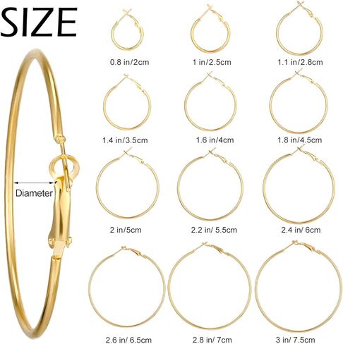 36 Pairs Silver Rose Gold Hoop Earrings for Women Stainless Steel Big Medium Small Loop Earrings Set Pack Classic Circle Round Eardrops Set(Gold, Silver, Rose Gold) in Saudi Arabia