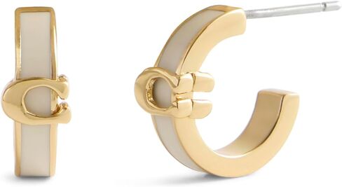 COACH Jewelry Women's Signature C Enamel Huggie Earrings in Saudi Arabia