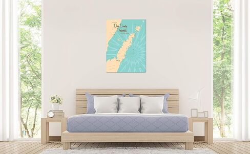 Lakebound Door County Peninsula Wisconsin Retro Steel Metal، مع حدود مؤكسدة، ملصق خريطة فنية جدارية مقاس 18 بوصة × 24 بوصة. ديكور جداري مميز للمنزل أو المقصورة أو المكتب in Saudi Arabia