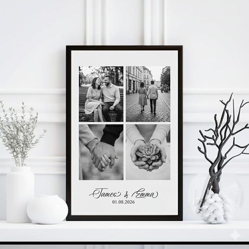 Personalized Couple Canvas Wall Art | Custom Framed Artwork with Wooden Frame | Illustration of Couple | Gift for Anniversary, Valentine's Day, or Special Occasions 7 in Saudi Arabia