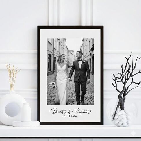 Personalized Couple Canvas Wall Art | Custom Framed Artwork with Wooden Frame | Illustration of Couple | Gift for Anniversary, Valentine's Day, or Special Occasions 7 in Saudi Arabia
