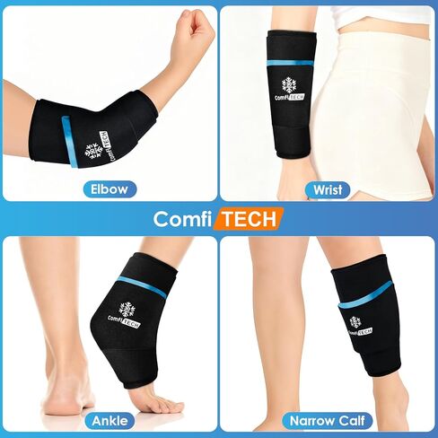 ComfiTECH Dual-Gel Elbow Ice Pack Wrap with Extended 30-Minute Cooling, Detachable Ice Pack & Flexible Reusable Gel Ice Sleeve for Comfort in Tennis Elbow, Golfer Arm, Muscle Relaxation, Large in Saudi Arabia