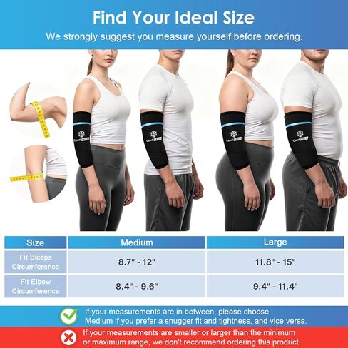 ComfiTECH Dual-Gel Elbow Ice Pack Wrap with Extended 30-Minute Cooling, Detachable Ice Pack & Flexible Reusable Gel Ice Sleeve for Comfort in Tennis Elbow, Golfer Arm, Muscle Relaxation, Large in Saudi Arabia
