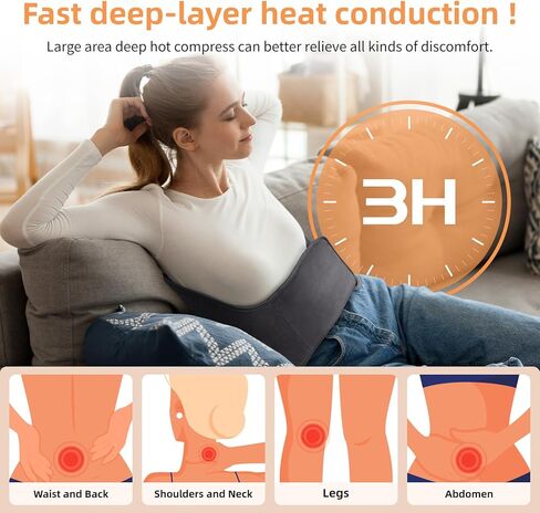 وسادة تسخين لتخفيف آلام الظهر - وسادة تسخين كبيرة جدًا مقاس 15.7 بوصة × 50 بوصة، 6 إعدادات لدرجة الحرارة، 4 أوضاع مؤقت، يمكن غسلها في الغسالة، تدعم أوضاع الحرارة الرطبة والجافة - هدية مثالية in Kuwait