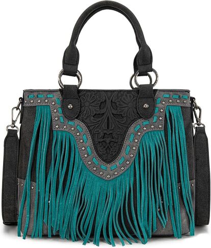 Trinity Ranch Tote Bag Floral Tooled Fringe Western Handbag in Saudi Arabia
