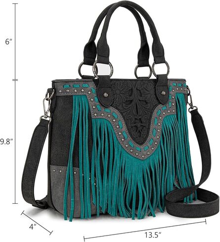 Trinity Ranch Tote Bag Floral Tooled Fringe Western Handbag in Saudi Arabia