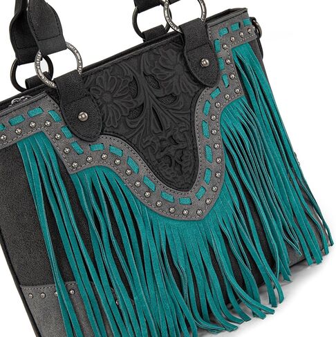 Trinity Ranch Tote Bag Floral Tooled Fringe Western Handbag in Saudi Arabia