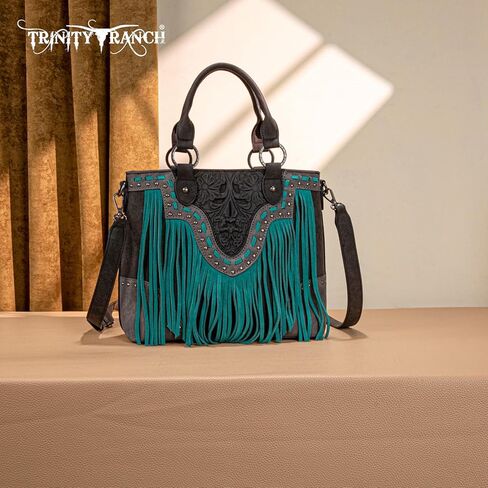 Trinity Ranch Tote Bag Floral Tooled Fringe Western Handbag in Saudi Arabia