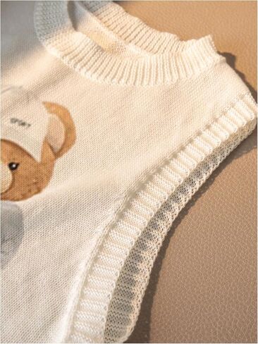 GORGLITTER Women's Bear Graphic Sleeveless Sweater Vest Crew Neck Cute Pullover Tank Top in Saudi Arabia