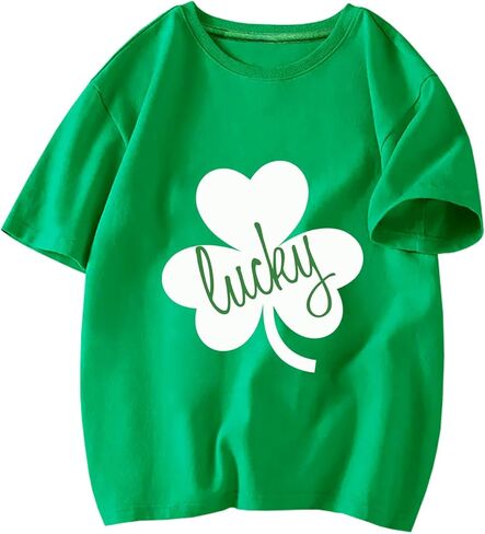 Toddler St Patricks Day Shirt Boys Girls Green Lucky Shamrock Clover Tees Kids Short Sleeve Saint Patrick's Tops 2-7 Years in Saudi Arabia