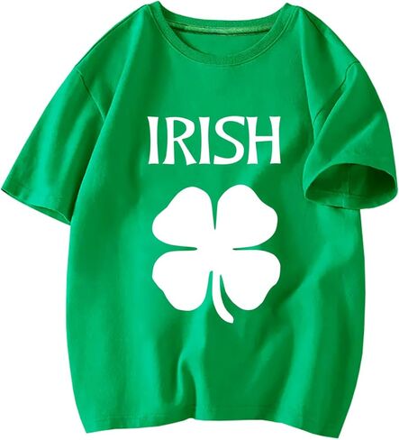 Toddler St Patricks Day Shirt Boys Girls Green Lucky Shamrock Clover Tees Kids Short Sleeve Saint Patrick's Tops 2-7 Years in Saudi Arabia