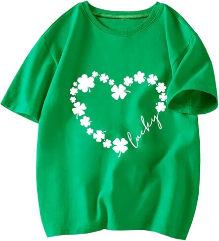 Toddler St Patricks Day Shirt Boys Girls Green Lucky Shamrock Clover Tees Kids Short Sleeve Saint Patrick's Tops 2-7 Years in Saudi Arabia